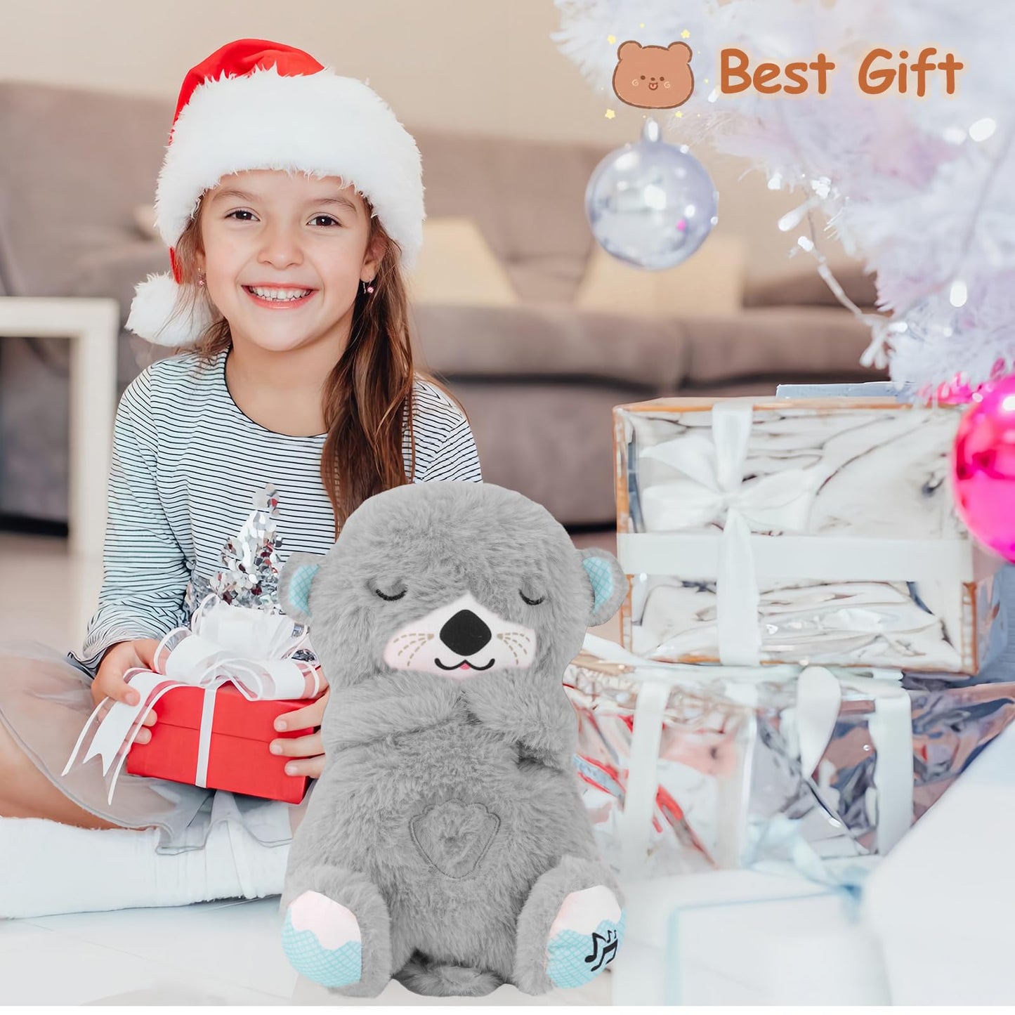 Breathing Bear Otter Plush Sound Machine Toy