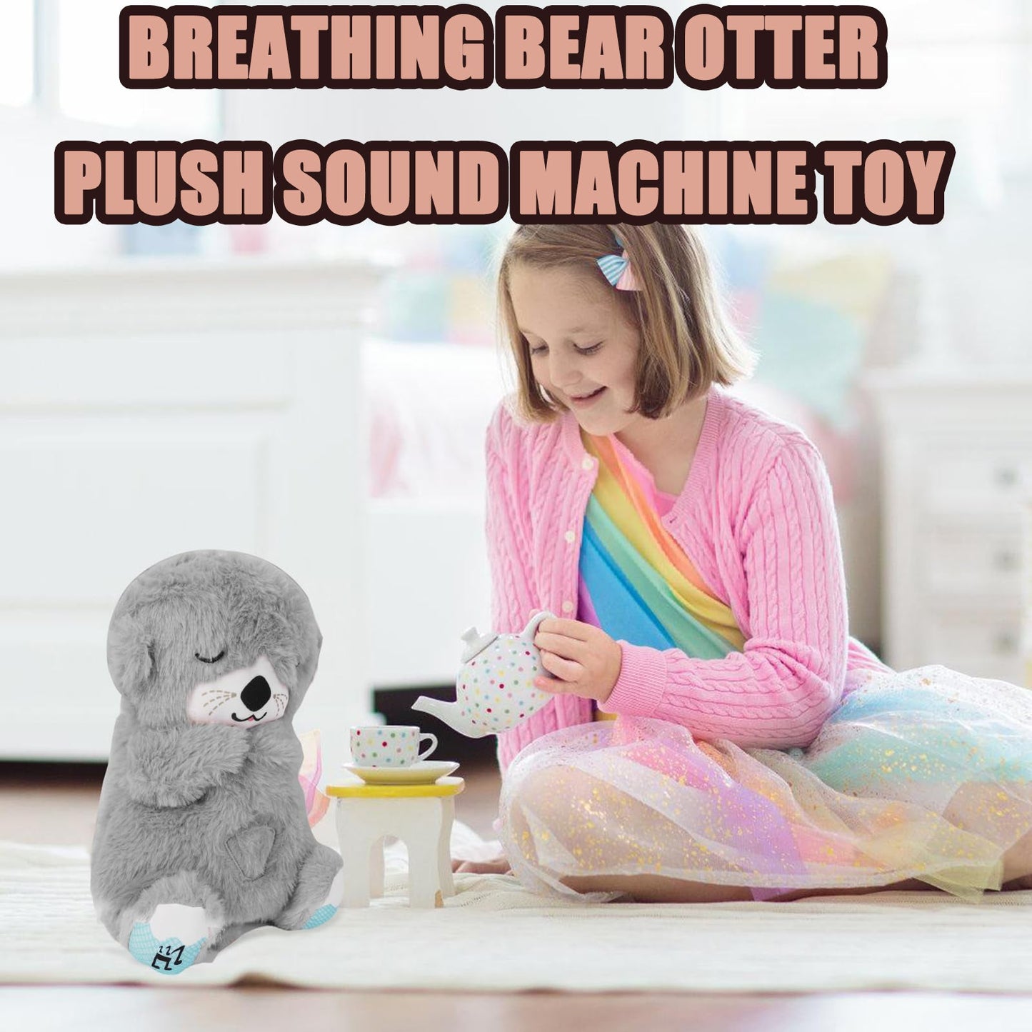 Breathing Bear Otter Plush Sound Machine Toy
